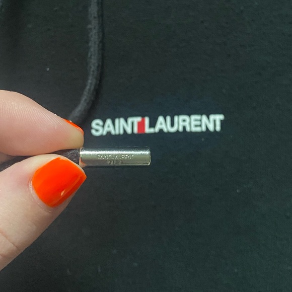 Saint Laurent Small Black 100% Cotton Logo Hooded Sweatshirt - Picture 7 of 10